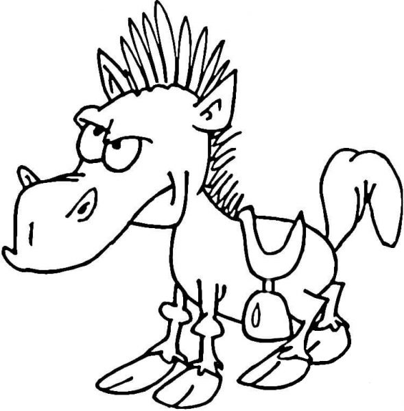 Funny Horse coloring page image