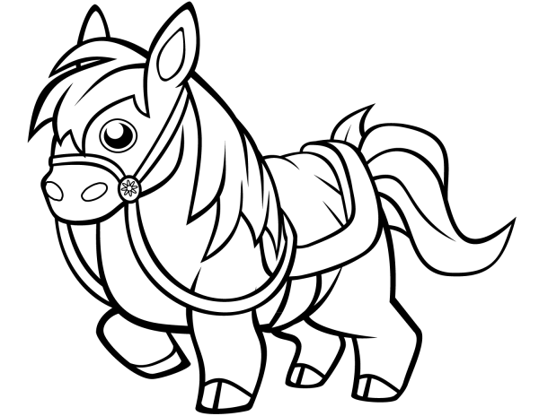 Funny Horse coloring page image