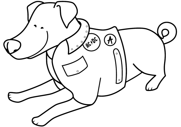 Funny Jack Russell Terrier in AC/DC Jacket coloring page image