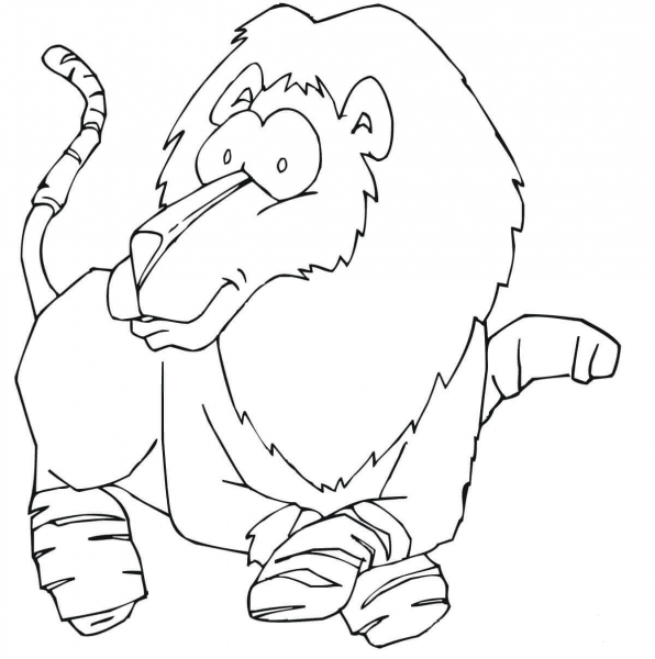 Funny Lion coloring page image