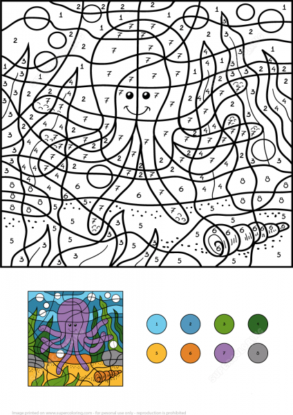 Funny Octopus Color by Number image