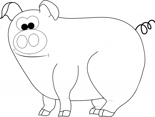 Funny Pig coloring page image