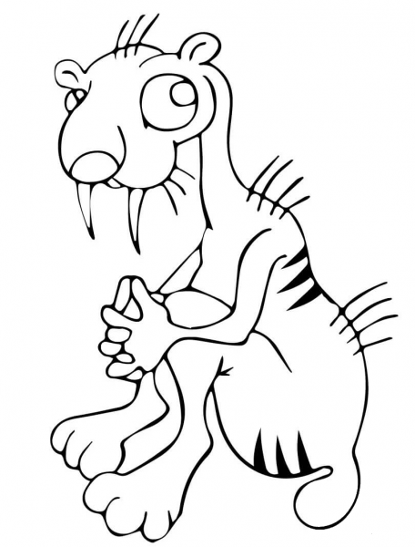 Funny Saber Tooth Tiger coloring page image