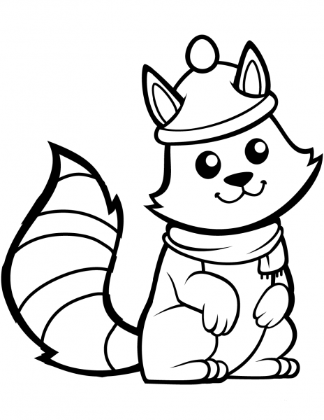 Funny Squirrel in a Hat coloring page image