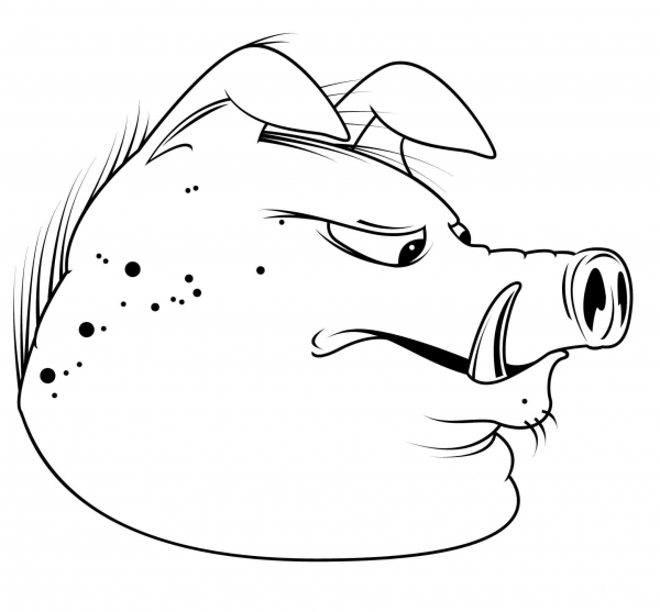 Funny Warthog Head coloring page image