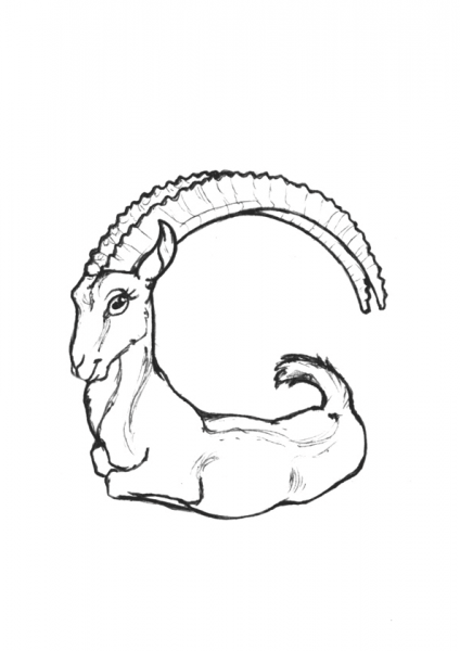 G is for Goat coloring page image