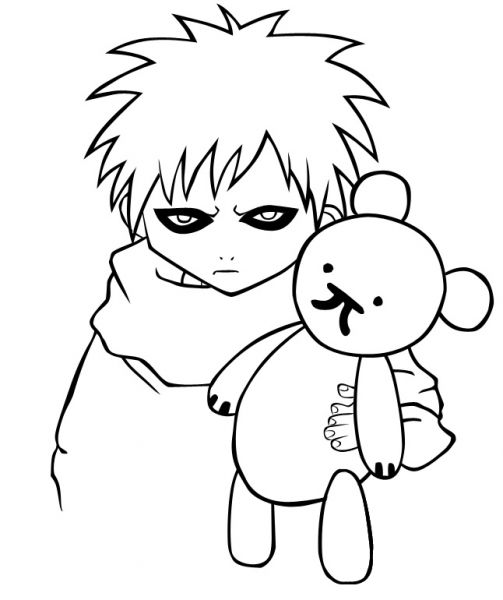 Gaara of the Sand coloring page image