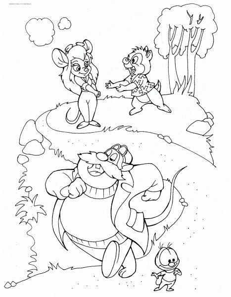 Gadget Hackwrench, Dale, Monterey Jack and Zipper coloring page image