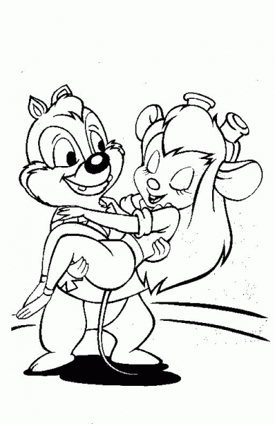 Gadget Hackwrench In Dale’s Hands coloring page image