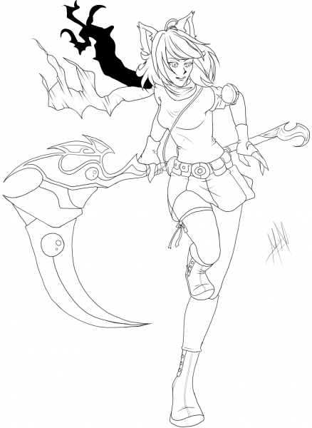 Gaia Anime Girl Character coloring page image