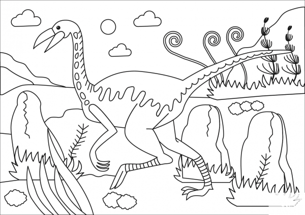 Gallimimus coloring page image
