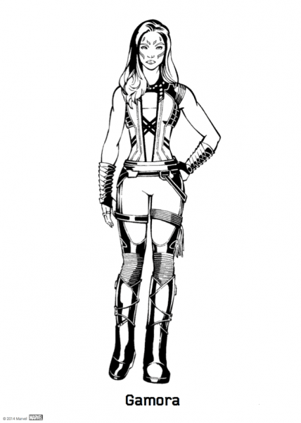 Gamora from Guardians of the Galaxy coloring page image