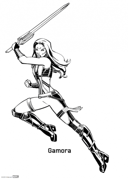 Gamora from Guardians of the Galaxy coloring page image