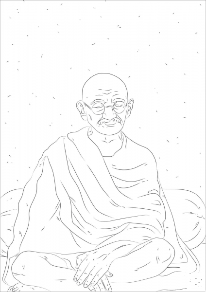 Gandhi coloring page image