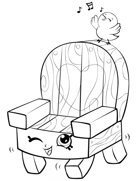 Garden Chair and Bird Shopkin coloring page image
