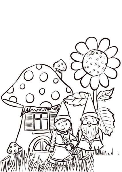 Garden Gnomes Family coloring page image