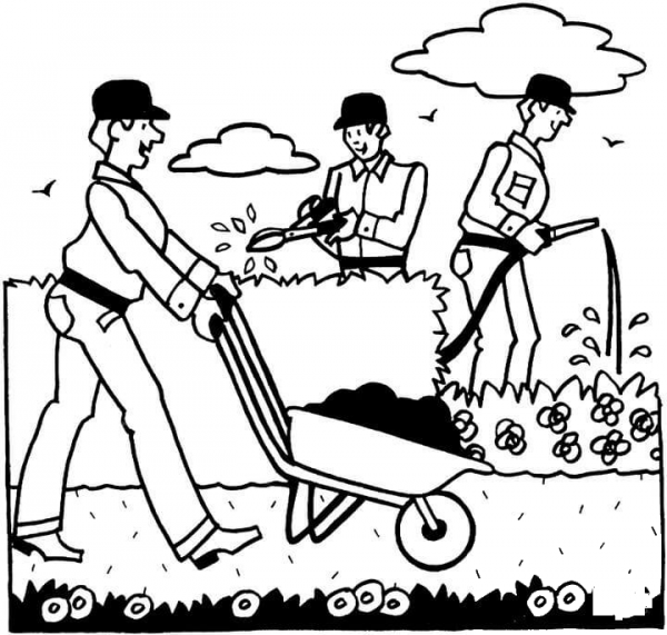 Gardeners Are Working  coloring page image