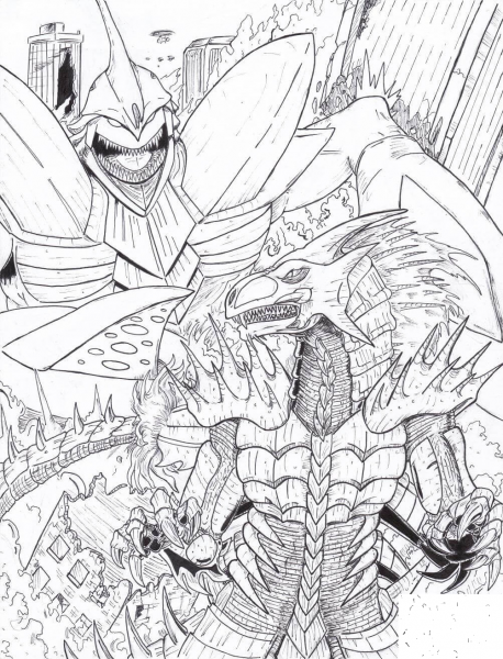 Gareku vs. Rogzor coloring page image