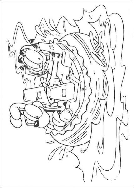 Garfield is the captain   coloring page image