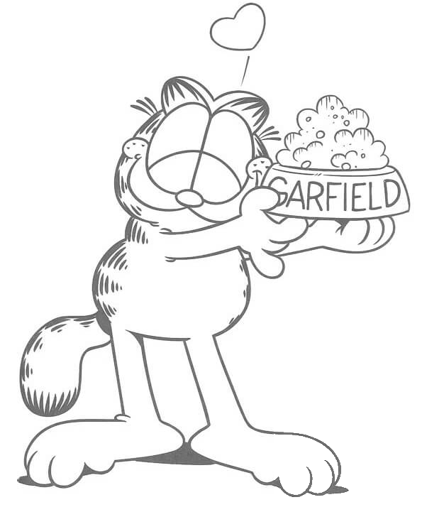 Garfield Loves Food Coloring Page - Colouringpages