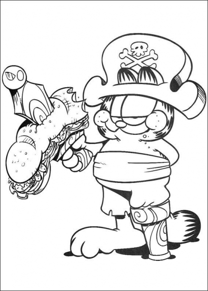 Garfield Pirate  coloring page image