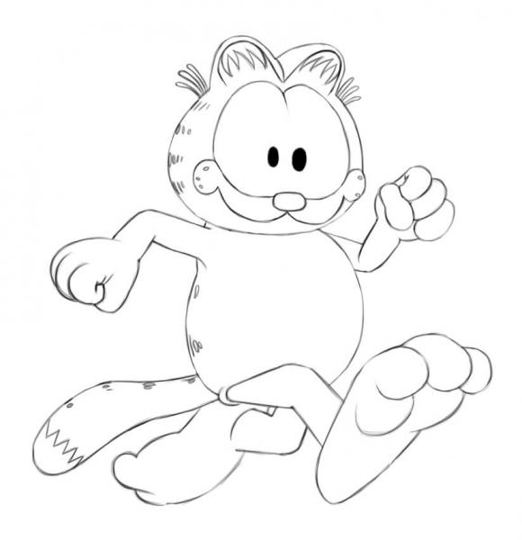 Garfield runs coloring page image