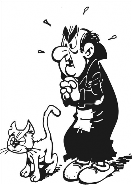 Gargamel and Cat Azrael coloring page image