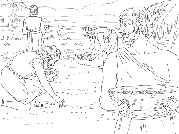 Gathering Manna from Heaven coloring page image