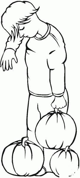 Gathering of Pumpkins coloring page image