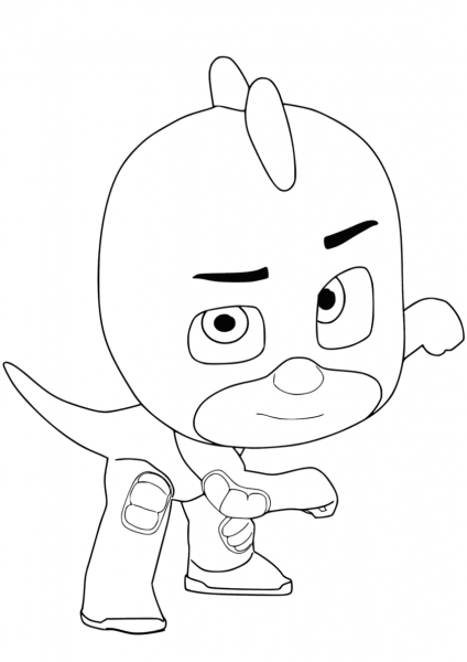 Gekko from PJ Masks coloring page image