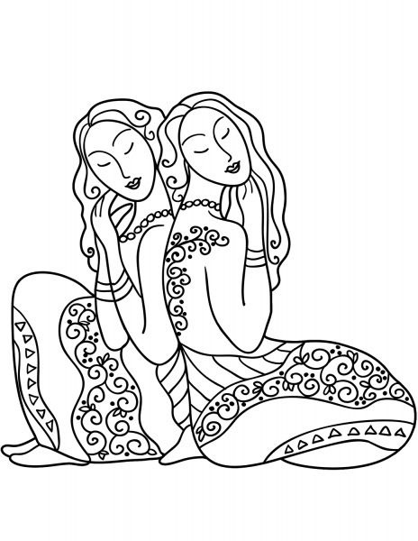 Gemini zodiac sign coloring page image