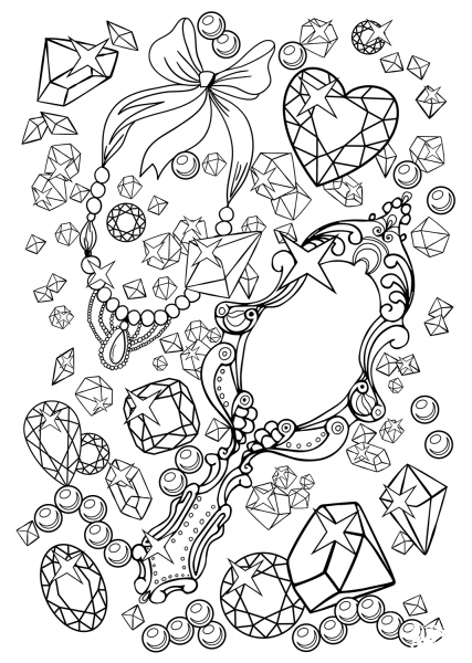 Gemstones and Vanity Mirror coloring page image