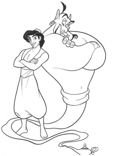 Genie And Aladdin  coloring page image