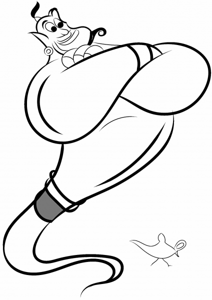 Genie from the Lamp coloring page image
