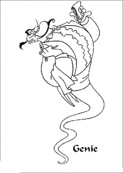 Genie, the waiter  coloring page image