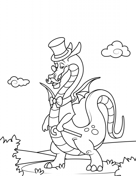Gentleman Dragon coloring page image