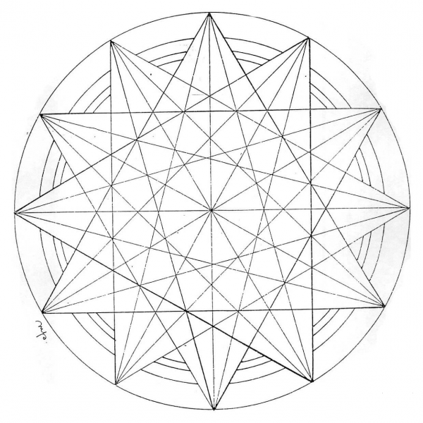 Geometric Mandala coloring page image