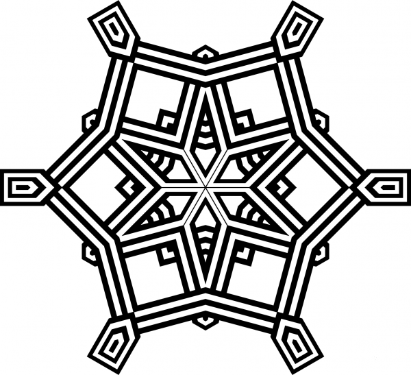 Geometric Snowflake coloring page image
