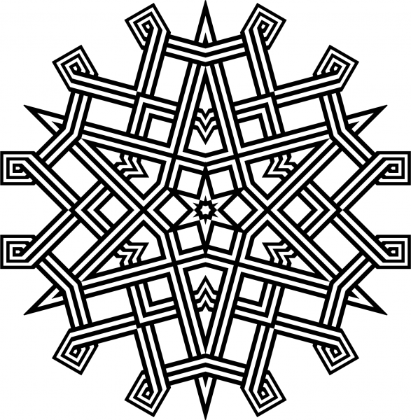 Geometric Snowflake coloring page image