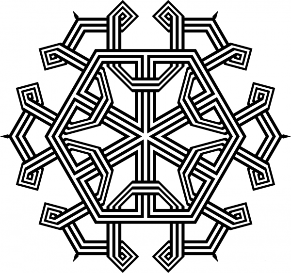 Geometric Snowflake coloring page image