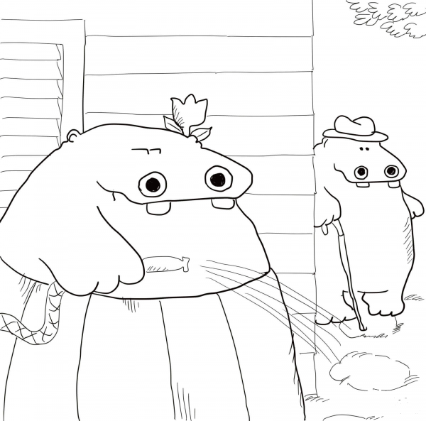George and Martha Hippos coloring page image