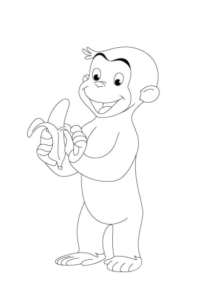 George Enjoys his Banana coloring page image