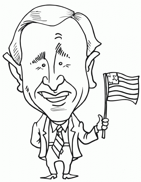 George W. Bush caricature  coloring page image