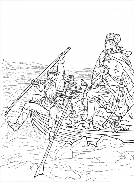 George Washington Crossing the Delaware coloring page image