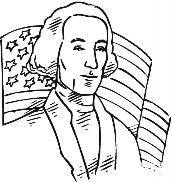 George Washington first president of the USA coloring page image