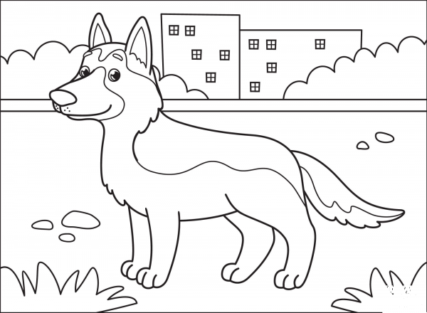 German Shepherd coloring page image