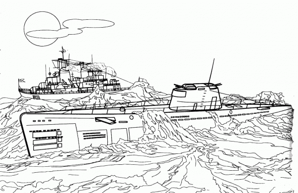 German submarine U-2518 coloring page image