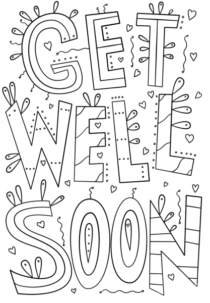 Get Well Soon Doodle coloring page image