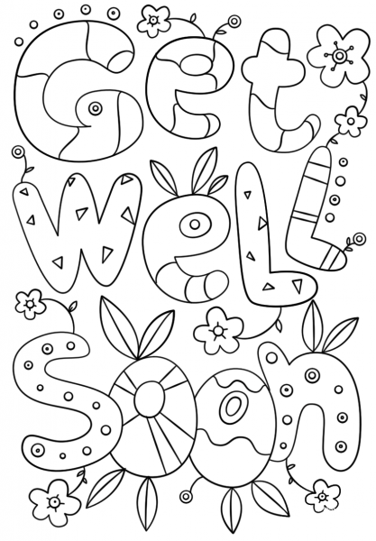 Get Well Soon Doodle coloring page image