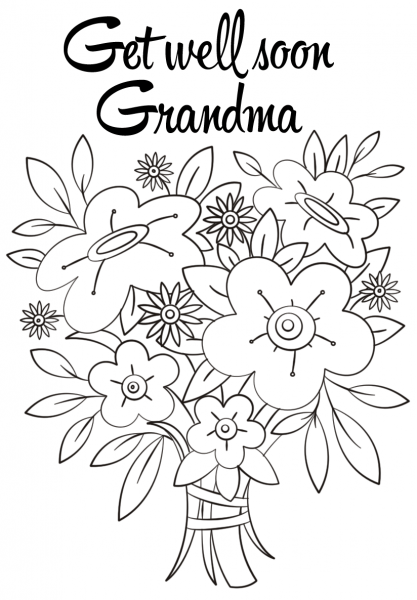 Get Well Soon Grandma coloring page image